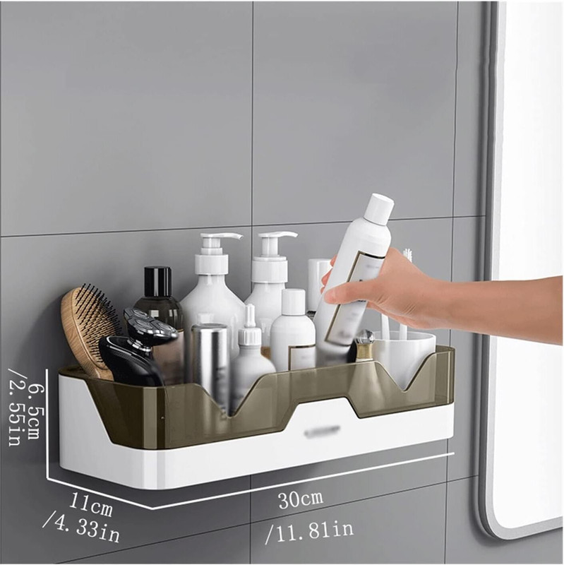 tvAt Bathroom Organizer – Wall-Mounted Waterproof Shelf with Easy Installation., Plastic Toothbrush Holder(White, Wall Mount)