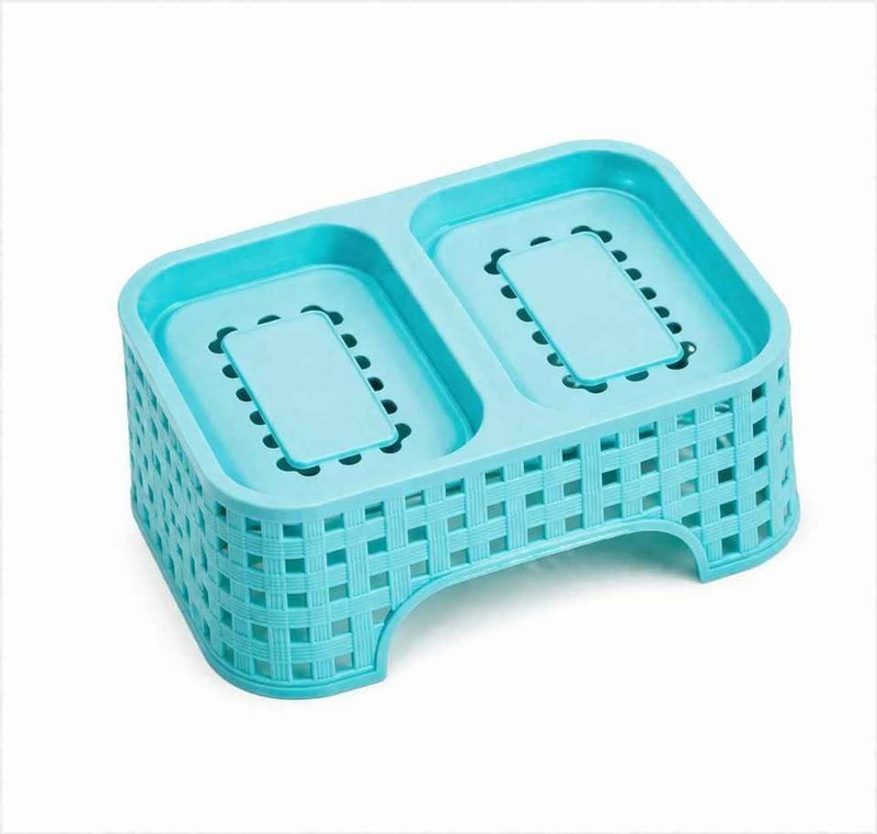 ishvera 2-in-1 Soap Dish with Drain Tray | Plastic Soap Holder for Bathroom & Kitchen(Multiple colour)