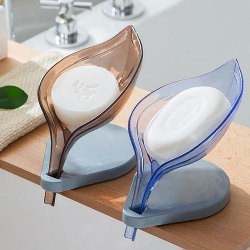 exton Leaf Shape Soap Holder for Bathroom Pack Of 2 (Blue)(Blue)