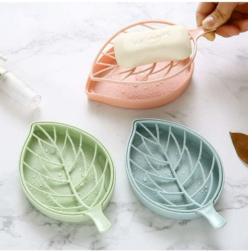 Shivamstore 2 Pcs Double Layer Leaf Shape Soap Dispenser for Bathroom dish(Multicolor)