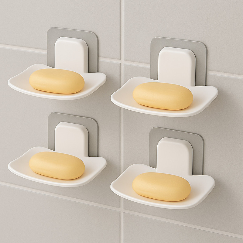 SHOPIN Bathroom Soap Holder, Soap Dish, No Drilling, Waterproof Bathroom Soap Stand(White)