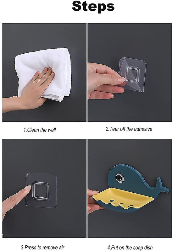 Corevalue Pack of 4 Cute Dolphin Design Double Layer Self Adhesive Soap Case X4.103(Multicolor)