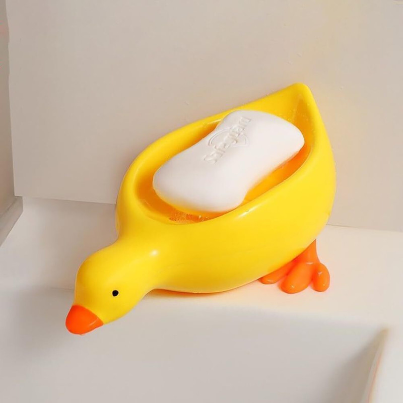 ANNING Duck Shape Self Draining Soap Holder for Bathroom(Yellow)