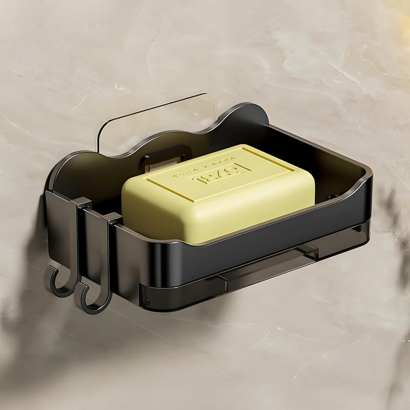 omdaenterprise Soap Stand Stickable Self-Adhseive Bathroom Soap Holder(Black)