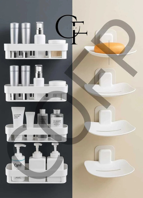 COFP 8SET Bathroom Shelf/Brush Stand/Soap Stand/Bathroom Accessories(White)(White)