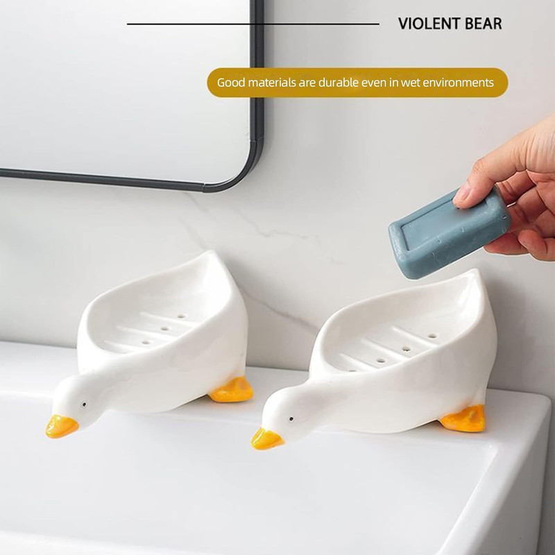 Sokmak 2PC Soap Box Case Decoration Ventilated Multipurpose for Toilet Bathroom White(Black)