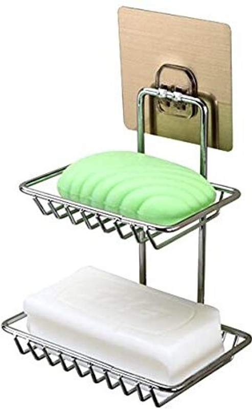 Warekraft Stainless Steel Self Adhesive Soap Holder | Wall Mounted Bathroom Soap Dish(Silver)