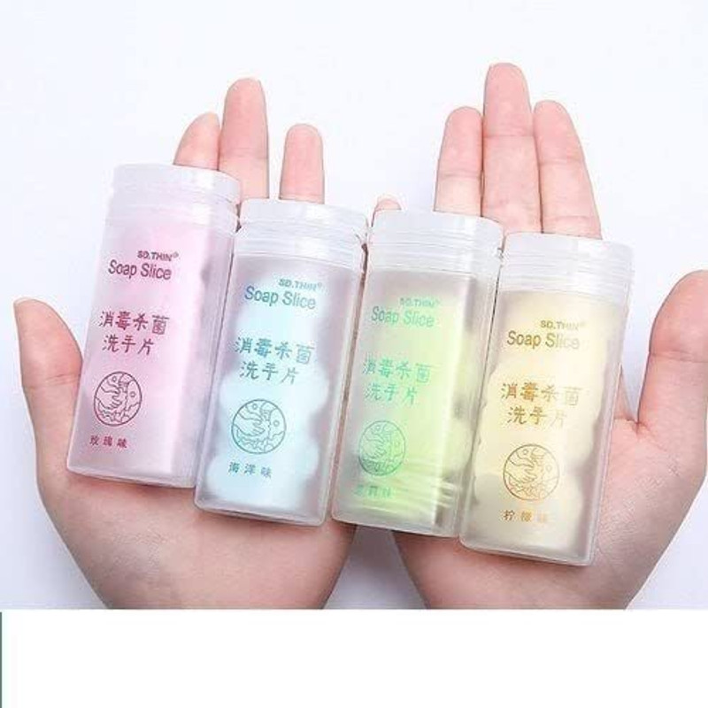 lanellie Disinfection & Sterilization Disposable Mini Cleaning 50Pc Fragrance Paper Soap With Container Travel Paper Soap Disposable Paper Soap Paper Dispenser