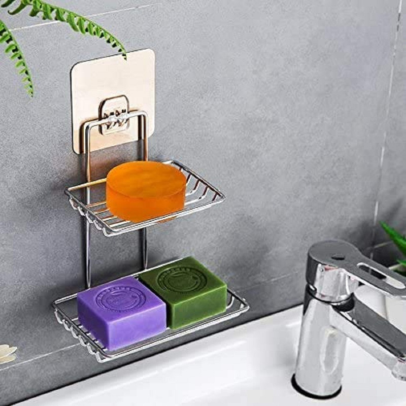 ORJILO Wall Mounted Double Layer soap Dish Holder Stainless(steel)