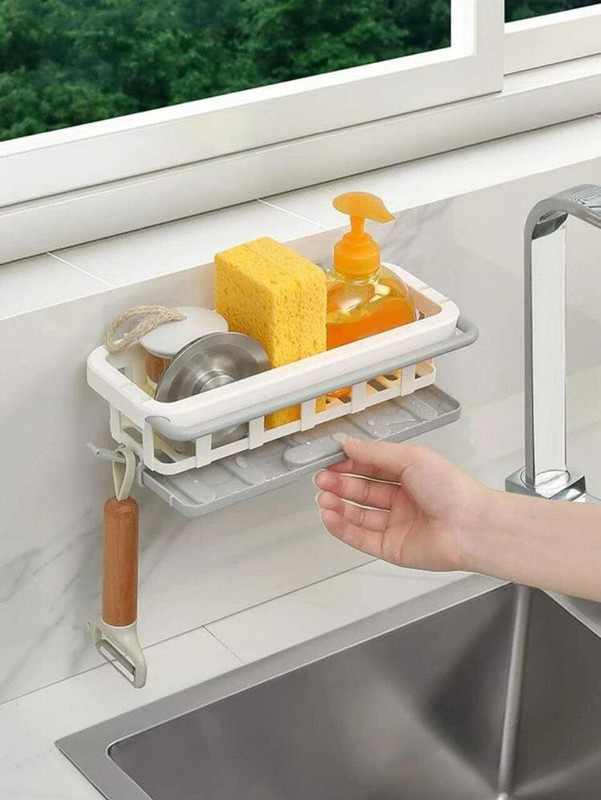 DAVALBA Kitchen Bathroom Sink Tray with Drying Basket(Multicolor)