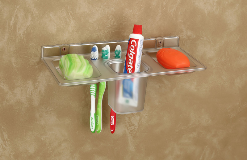 HAPPI 4 in 1 Soap Dish Tooth Brush Holder, Soap Stand, Soap Case Wall Mounted Bathroom(Clear)