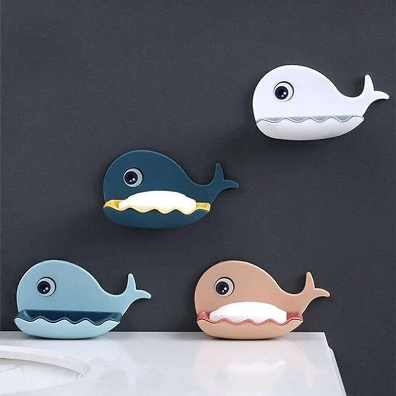 Corevalue Pack of 4 Beautiful Fish Design Double Layer Self Draining Soap Case x4.04(Multicolor)