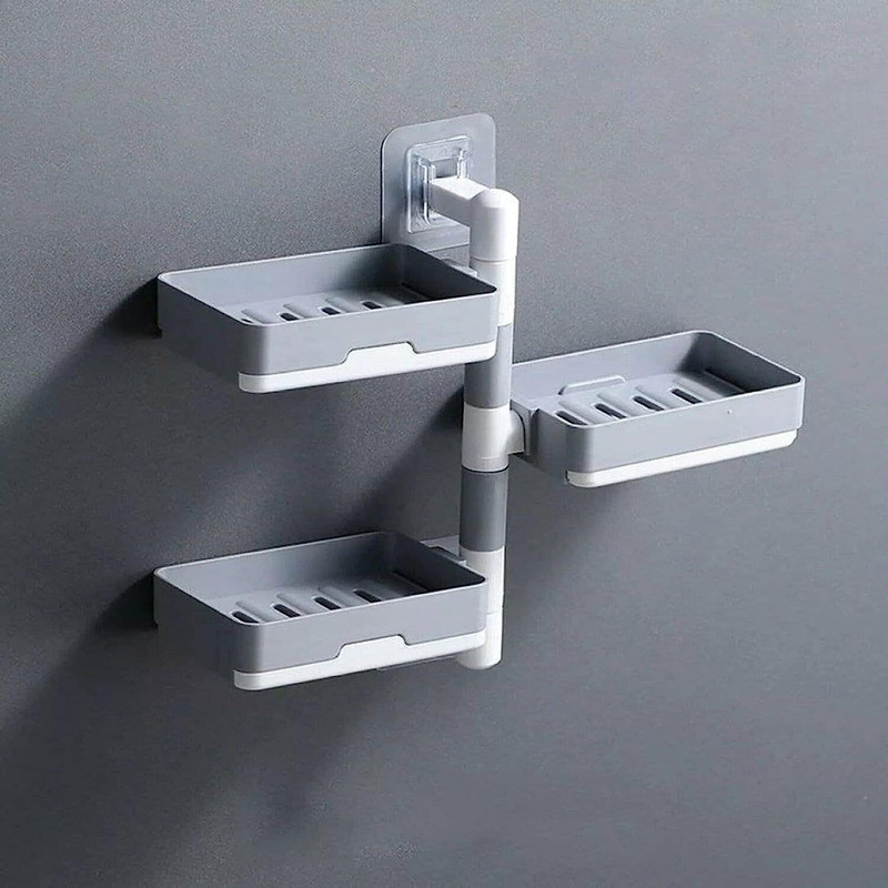 HAVENSTONE Self Adhesive 3 Layer Rotating Wall Mounted Soap Dish Holder for Bathroom(White)