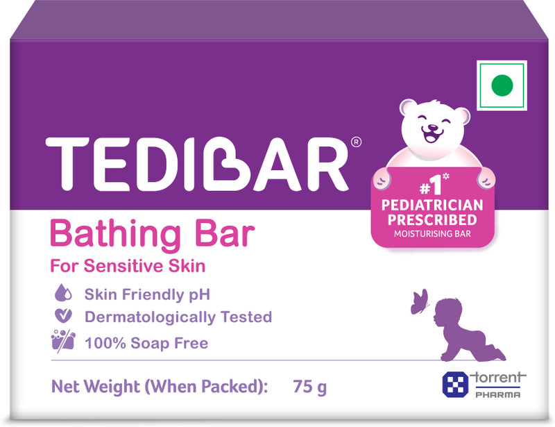 Tedibar Moisturising Baby Bathing Bar | 100% Soap Free | Skin Friendly pH - By Torrent(75 g)