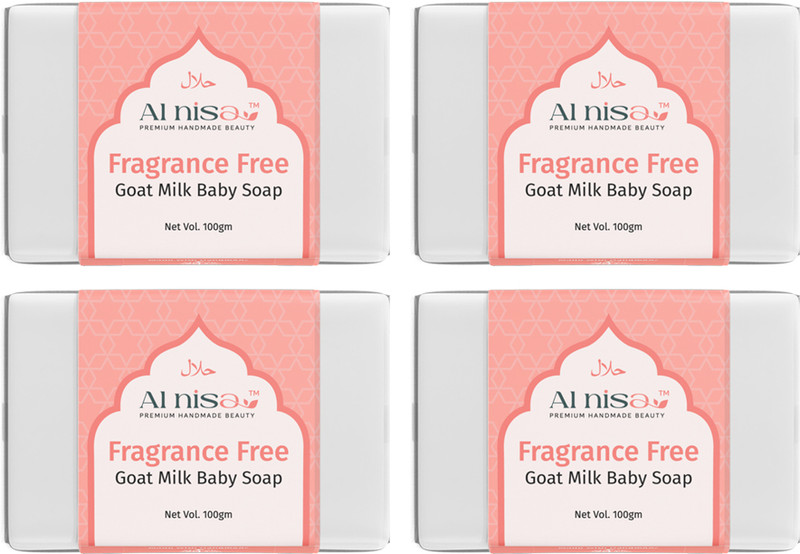 Al Nisa Alnisa Fragrance Free Goat Milk Baby handmade Soap for hajj & umrah, Set of 4(4 x 100 g)