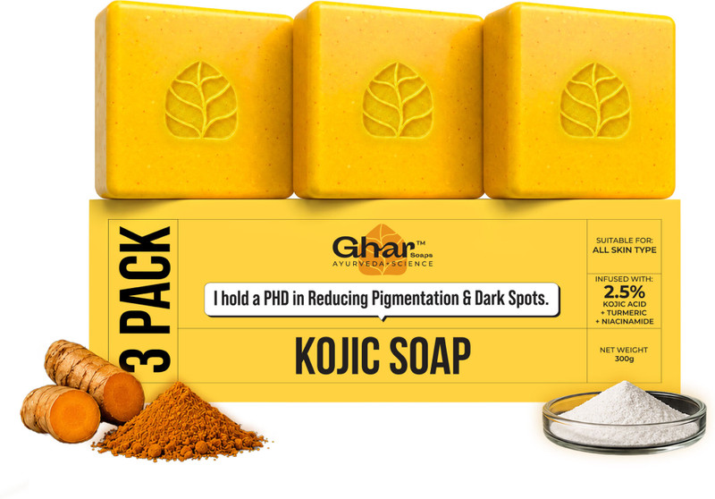 Ghar Soaps Kojic Acid 2% Soap with Niacinamide | Reduce Pigmentation | For All Skin Types(3 x 100 g)