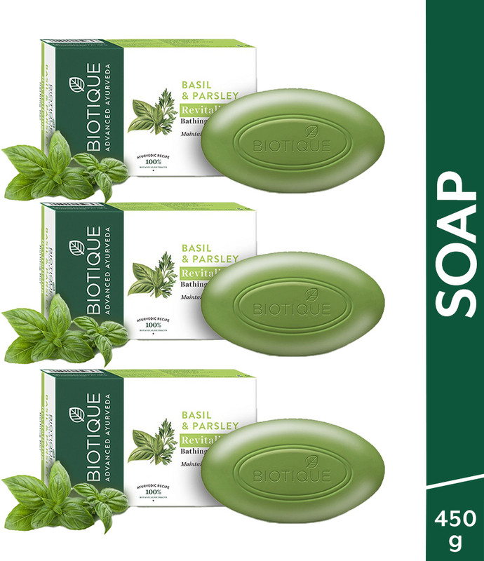 BIOTIQUE Basil and Parsley Revitalizing Body Soap(3 x 150 g)