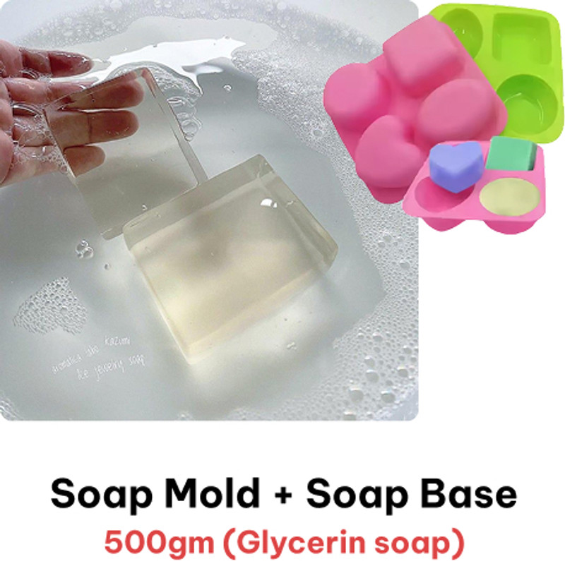 fresheasily Glycerine Soap Making Kit 500gm Base + Soap Mould Transparent(500 g)