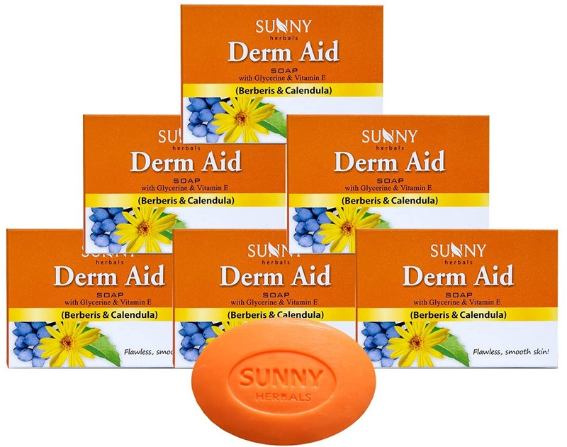 Sunny Herbals Derm Aid Soap With Glycerine & Vitamin E (75g X 6)(6 x 75 g)