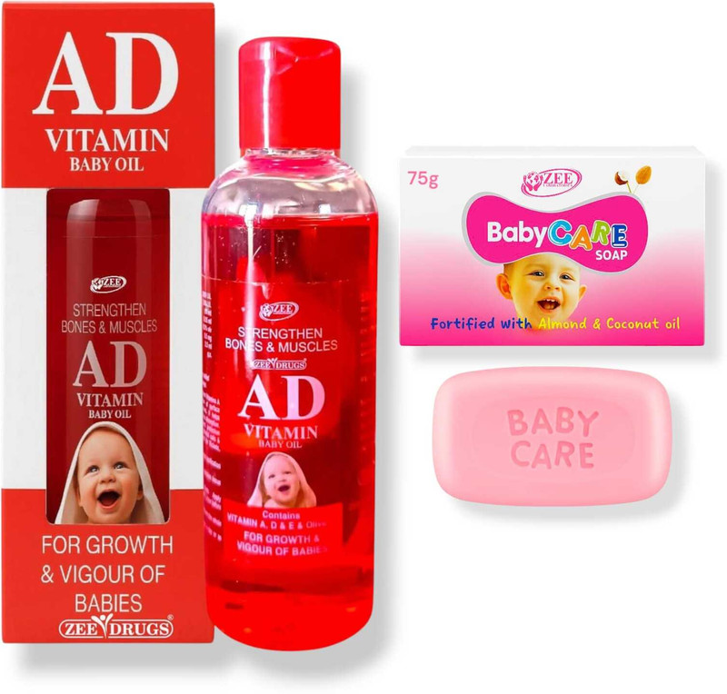 ZEE DRUGS AD Vitamin Baby Oil (100ml) and Baby Care Saop (75gm)(2 x 50 g)
