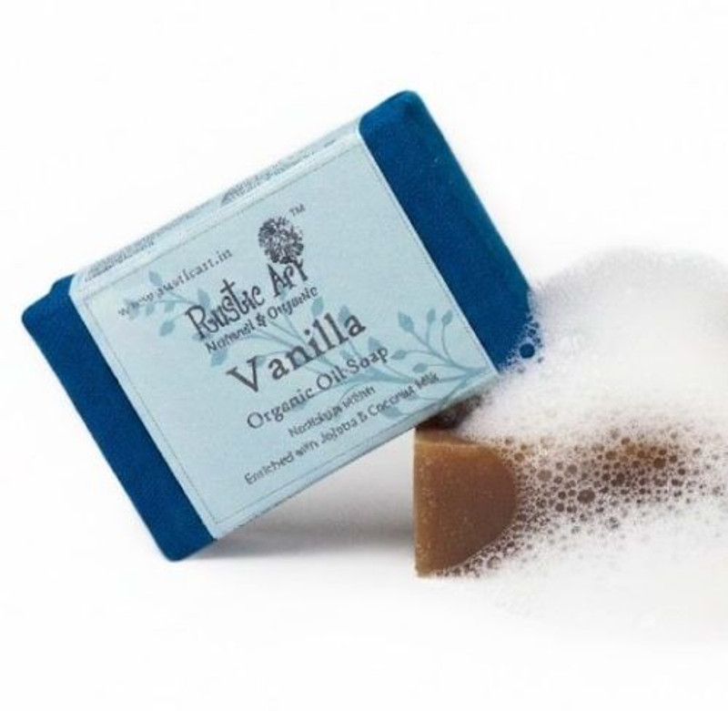 RUSTIC ART Organic Vanilla Soap |Cold Processed | Handmade | For Kids(100 g)