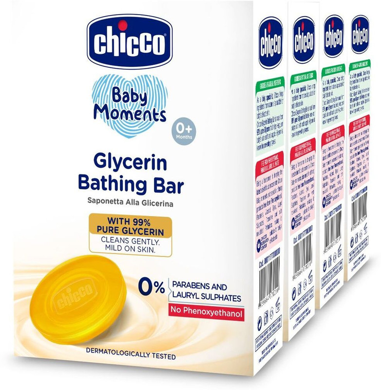 Chicco Baby Moments Glycerin Bathing Bar (Buy 3 Get 1 Free)(4 x 75 g)