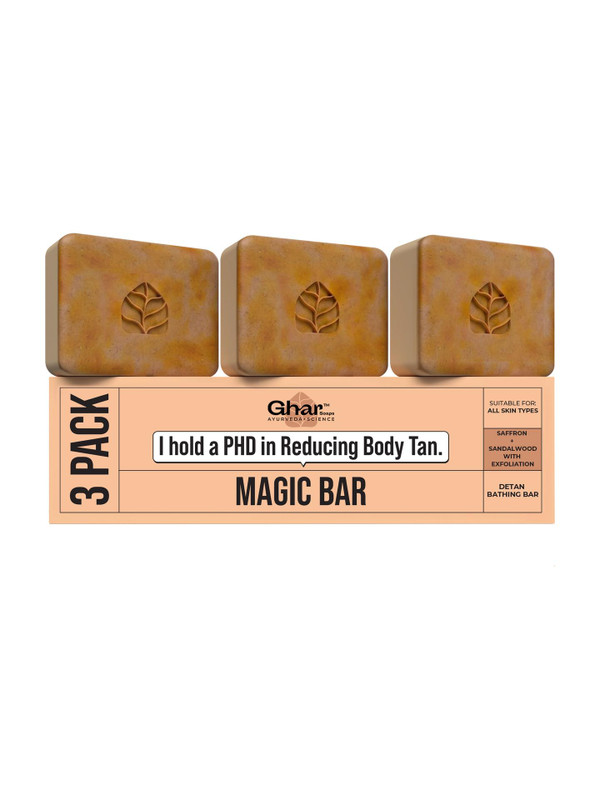 Ghar Soaps Wood And Saffron Soap For Glowing & Refreshing Skin (pack of 3)(3 x 100 g)