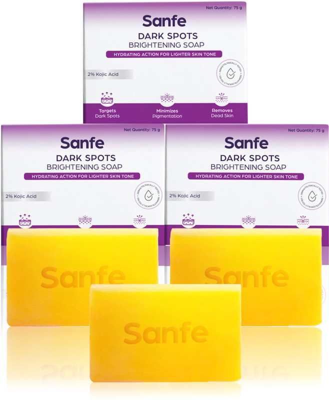 Sanfe Dark Spots Brightening Soap| Prevents Blemishes| 75gm - 3 pcs(3 x 75 g)