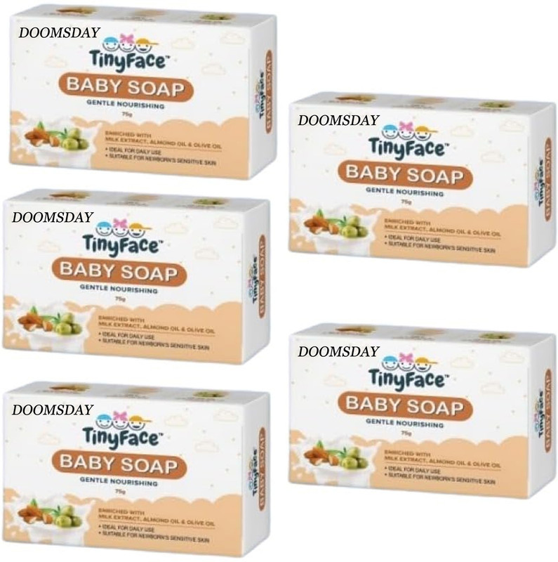 DOOMSDAY TINYFACE BABY SOAP GENTLE NOURSHING WITH MILK ALMOND OIL & OLIVE OIL PACK OF 5(5 x 75 g)