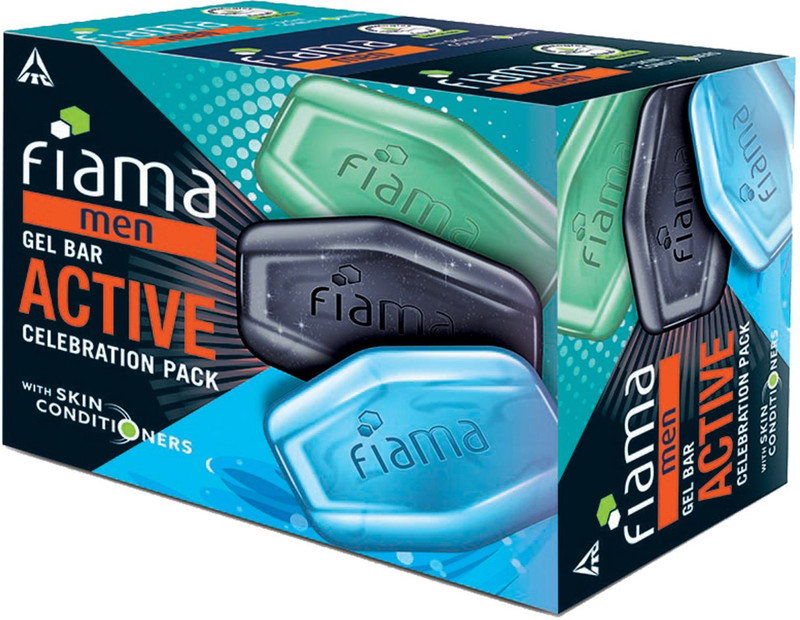 FIAMA Men Gel Bar Active Celebration unique gel bars for refreshed & moisturised skin (3 x 125 g)