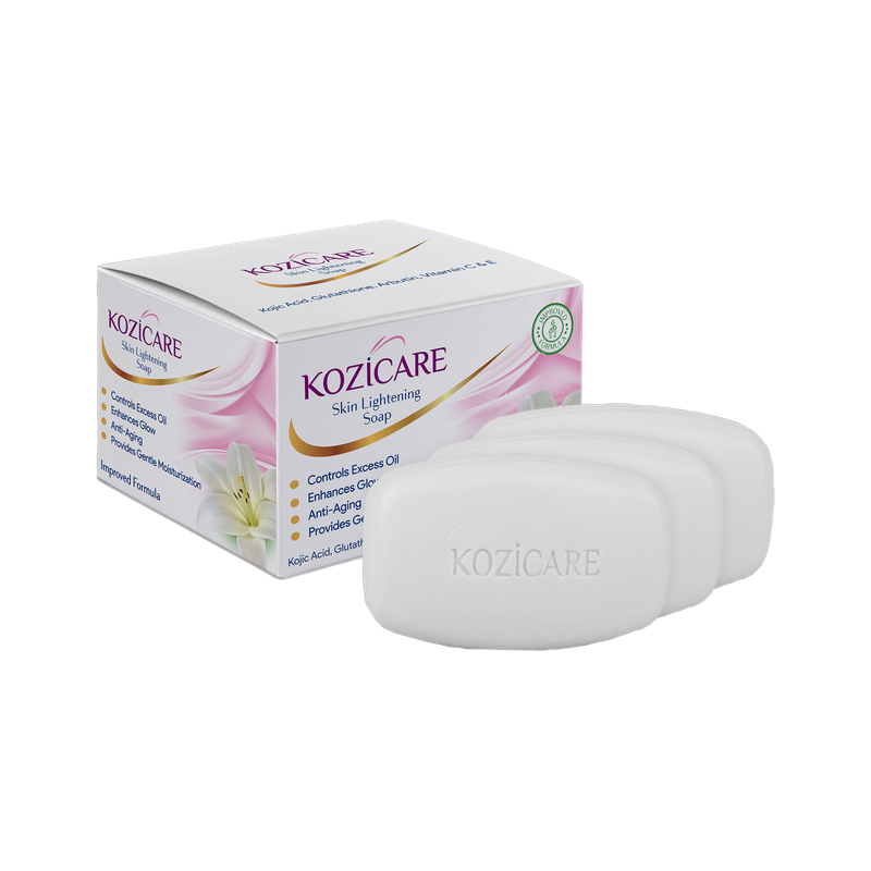Kozicare Skin Lightening Soap Kojic Acid, Arbutin, Vitamins C & E, Glutathione, Suncreen(3 x 75 g)
