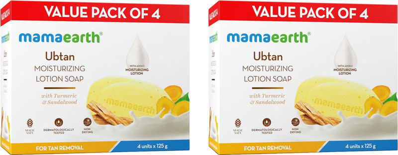 Mamaearth Ubtan Moisturizing Lotion Soap | Removes Tan | Benefits of Lotion in a Soap(8 x 125 g)