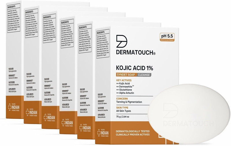 Dermatouch Kojic Acid 1% Soap with Glutathione | For Pigmentation & Sun damage | 75g x 4(4 x 75 g)
