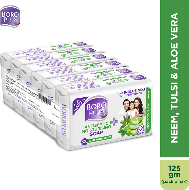 BOROPLUS Antiseptic And Moisturising Toilet Soap With Neem,Eucalyptus And Honey| 125GEach(8 x 125 g)