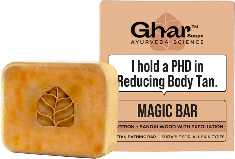 Ghar Soaps Magic Soap Sandal Wood And Saffron for DeTan and Glowing Brightening Skin(100 g)