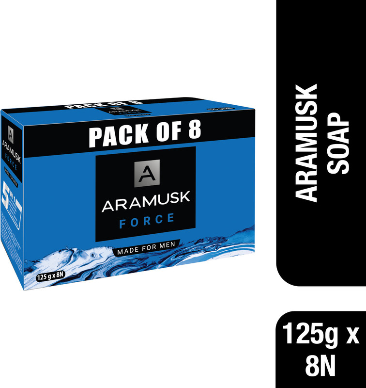 ARAMUSK by Wipro Force Moisturising Bathing Soap For Men With Refreshing Cool Feel(8 x 125 g)