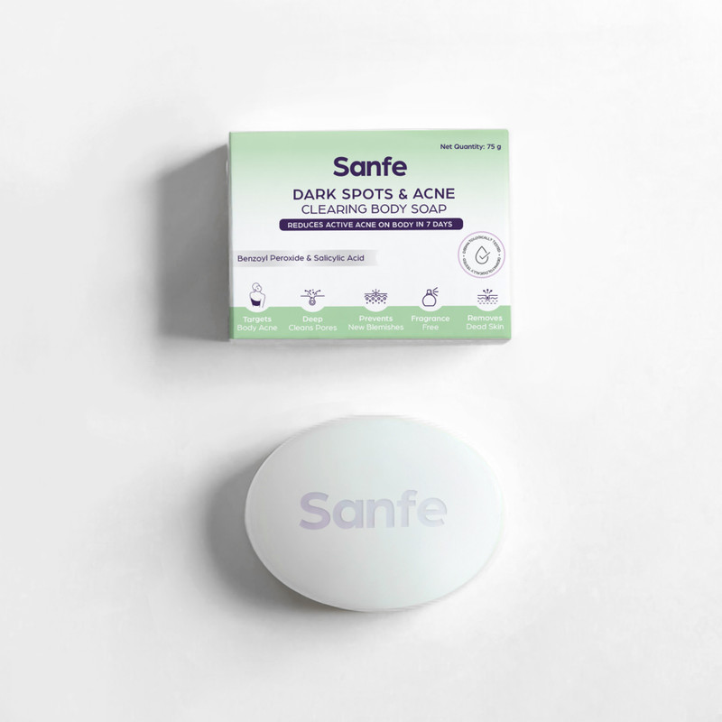 Sanfe Dark Spots & Acne Clearing Body Soap Prevents Acne & Spots Salicylic Acid(75 g)
