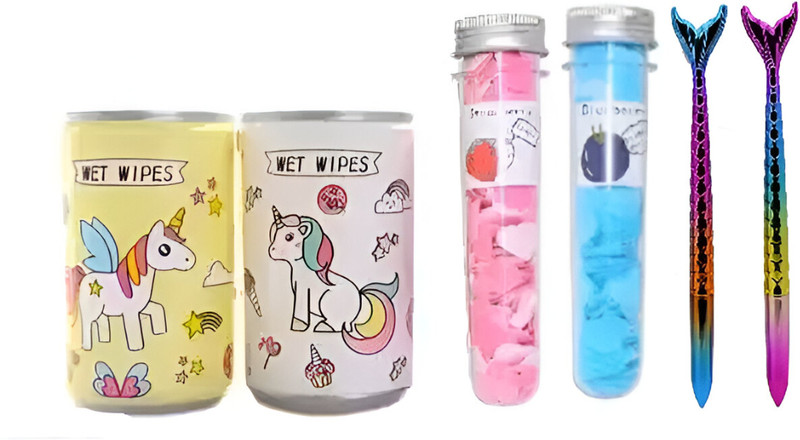 Eclet Kids' Hygiene & Stationery 2 Wet Wipes Tissue With 2Pcs Paper Soap,2pen for kids(499 g)