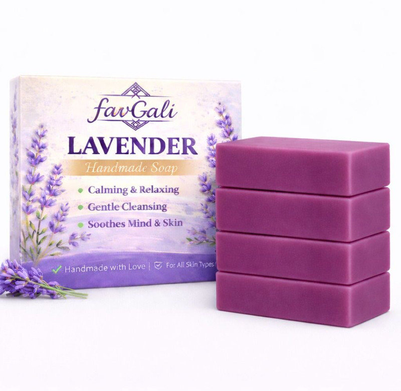 favGali Lavender Soap for Daily Use with Calm and Refreshing Fragrance(4 x 100 g)
