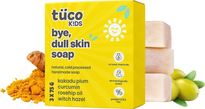 TuCo Intelligent Kids Dull Skin Soap, with Turmeric to brighten dull & tanned skin(3 x 75 g)