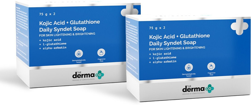 The Derma Co Kojic Acid + Glutathione Detan and Glow Brightening Soap(4 x 75 g)