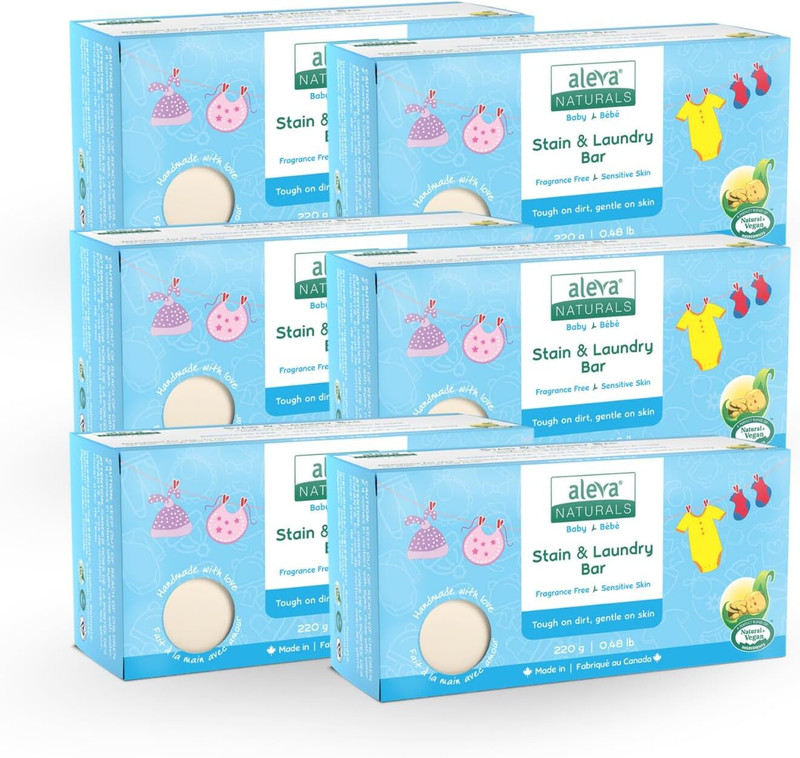 Aleva Naturals Baby Laundry Soap Laundry Detergent Bar for Baby Clothes Stain Remover(6 x 220 g)