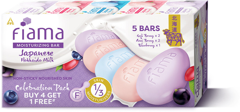 FIAMA Barrier Strengthening Moisturizing Soap Bar Japanese Hokkaido Milk, Combo Pack(5 x 125 g)