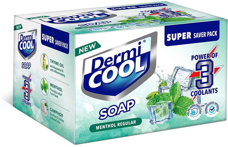 Dermicool Soap With The Power Of 3 Coolants | 75 GM Each | Pack of 4(4 x 75 g)