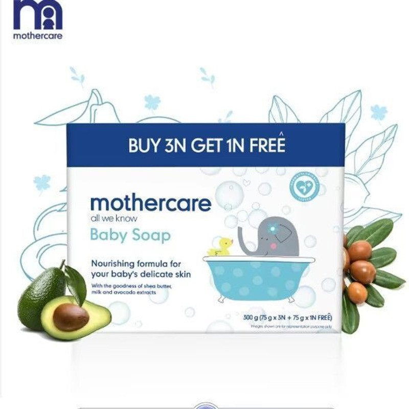 Mothercare All We Know Baby Soap |Nourishing Formula with Shea Butter & Avocado (Pack of 4)(4 x 75 g)