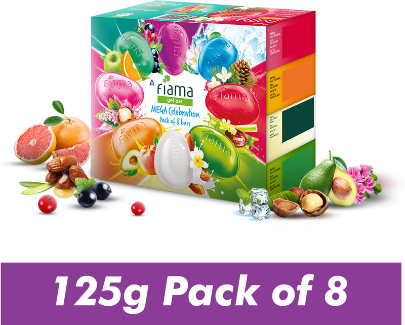 FIAMA Gel Bathing Bar Grand Celebration Pack with 12 Unique Gel Bars, Moisturized Skin(12 x 125 g)