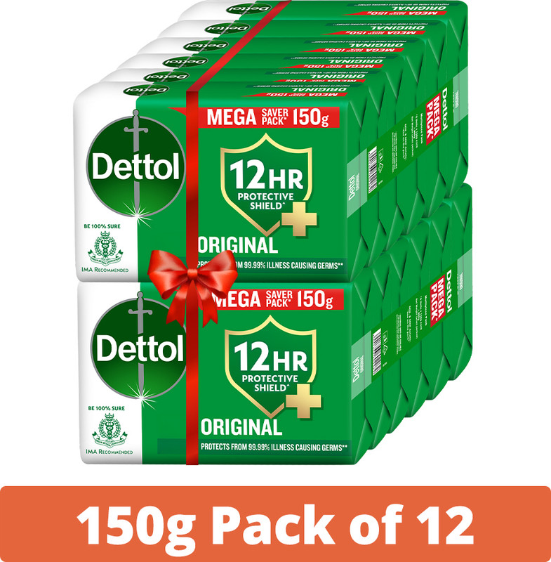 Dettol Original Bathing Soap Bar with 12 HR protective shield(12 x 150 g)
