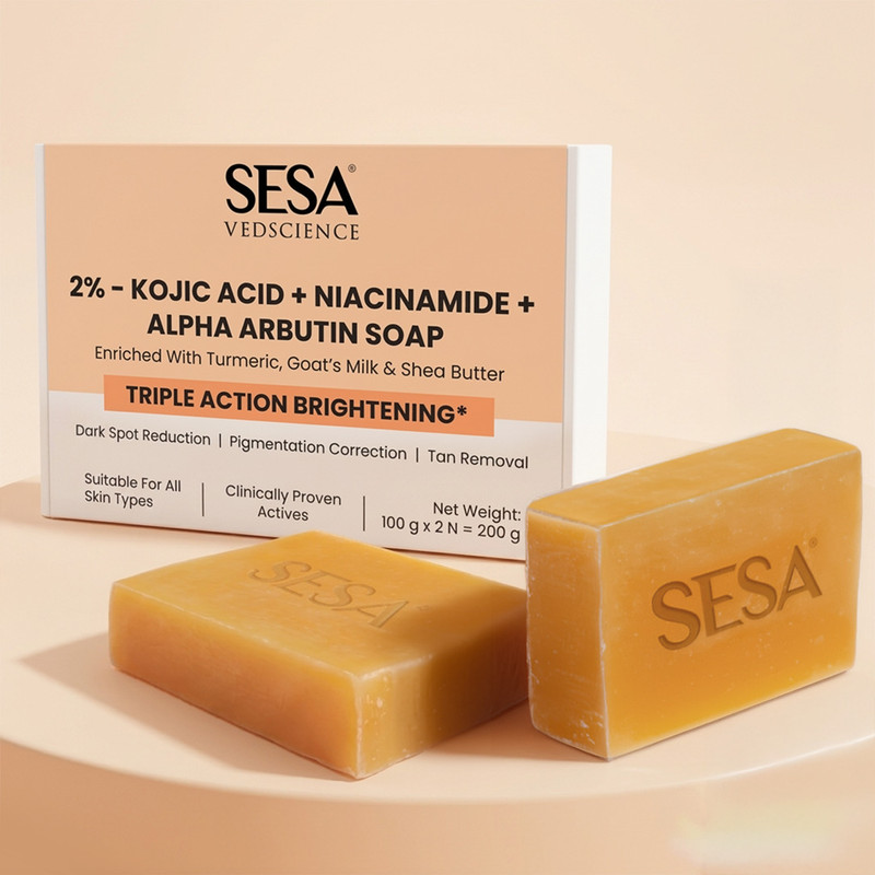 SESA 2% Kojic Acid & Niacinamide Soap For Brightening, Dark Spots & Tan Removal(2 x 100 g)