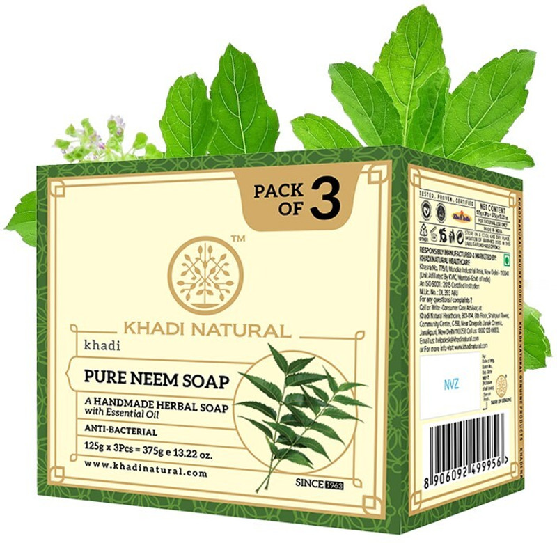 KHADI NATURAL Pure Neem Soap Pack of 3(375 g)