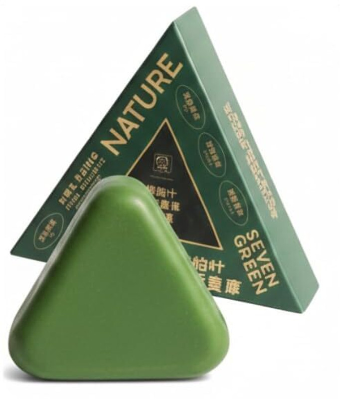 JEVONS Green Nature Soap Bar, Triangle Shape, Green, Natural Ingredients(100 g)